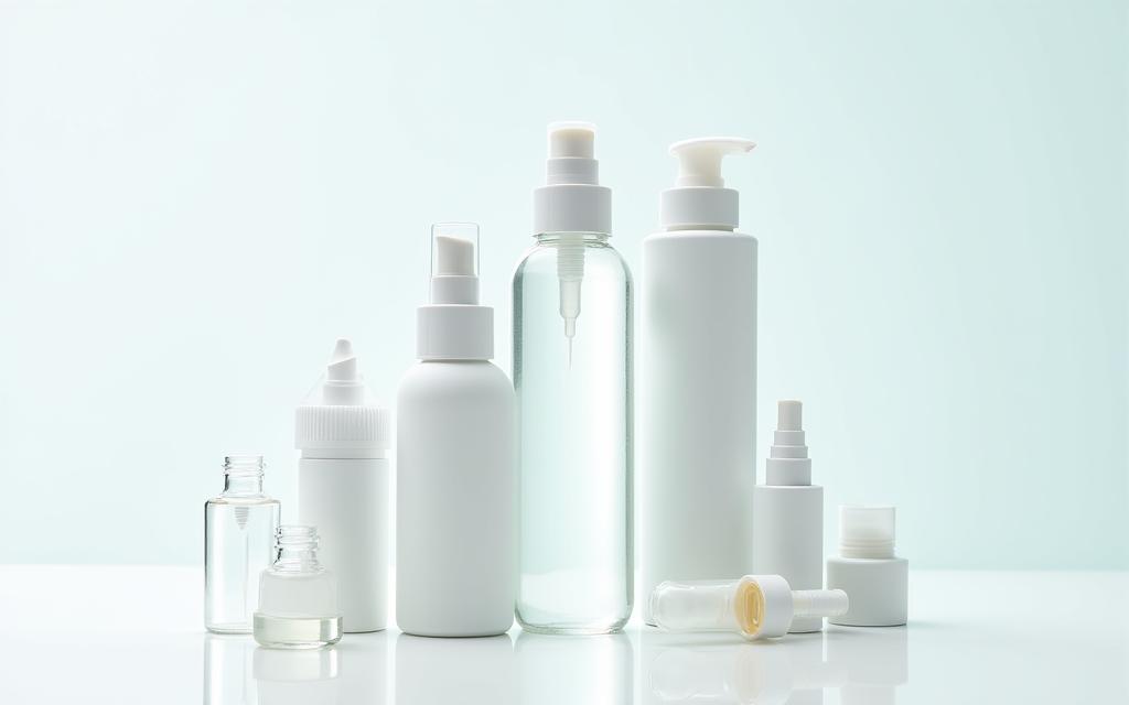 Botellas con dosificador sin aire junto a sus cartuchos de recarga ecológicos.