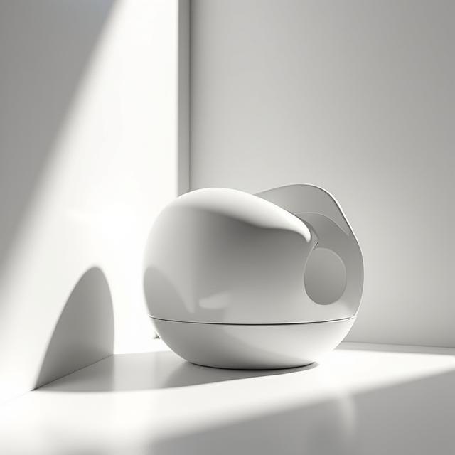 Render 3D fotorrealista de un producto con un juego de luces y sombras artísticas.